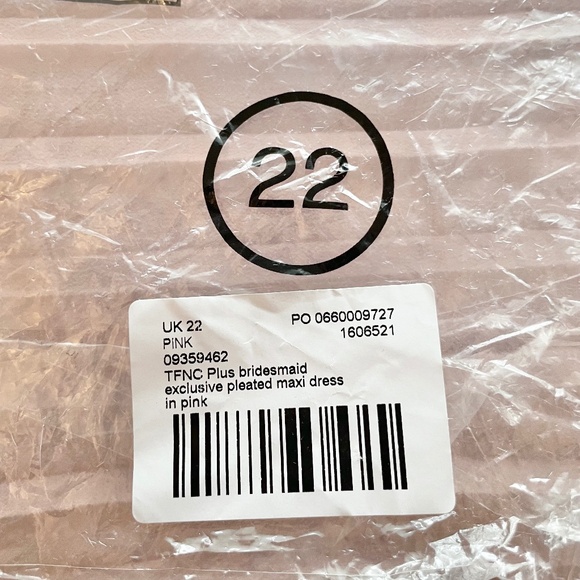 New TFNC Pleated Chiffon Slit Maxi Bridesmaid Dress Mink Pink Plus Size 18 - Picture 16 of 16